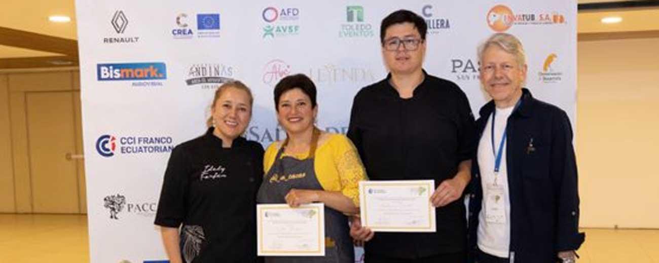 Fabricio Sánchez y Edith Campaña fueron los ganadores del concurso Mejor taza de chocolate caliente. Foto: cortesía